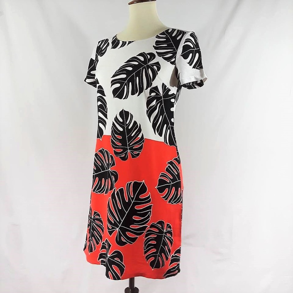 Women's Straight Dress, Orange/Black, Size XS
